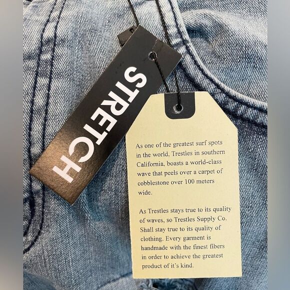 Trestles Supply Co. Distressed Stretch Denim Straight Fit Jeans Blue Size 32 NWT - Picture 6 of 10